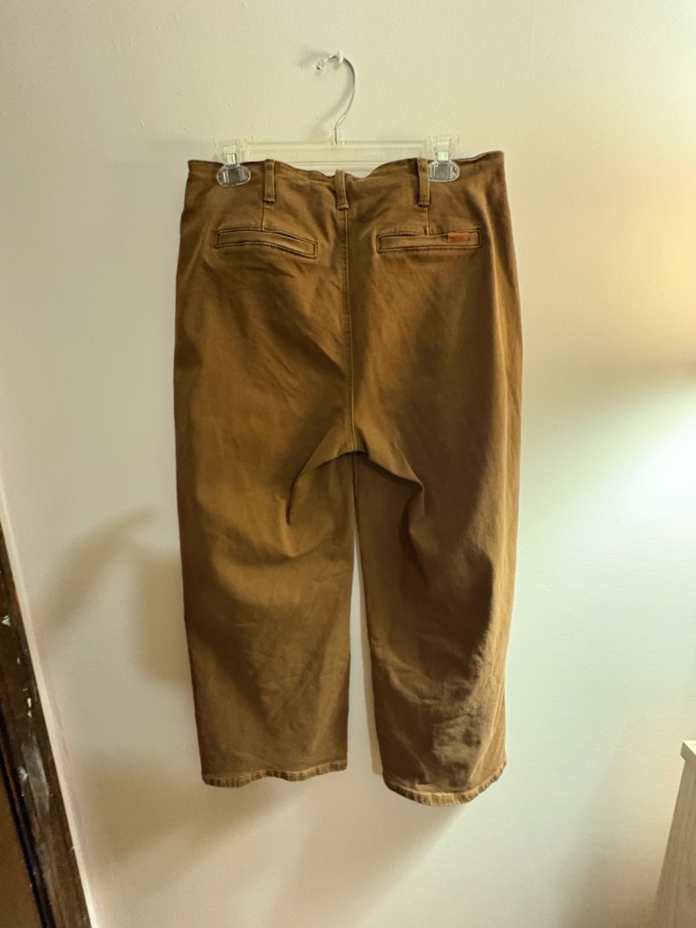 Sidefeel Brown High Waisted Wide Leg Cropped Pants Button Front Casual Chic - Picture 2 of 4